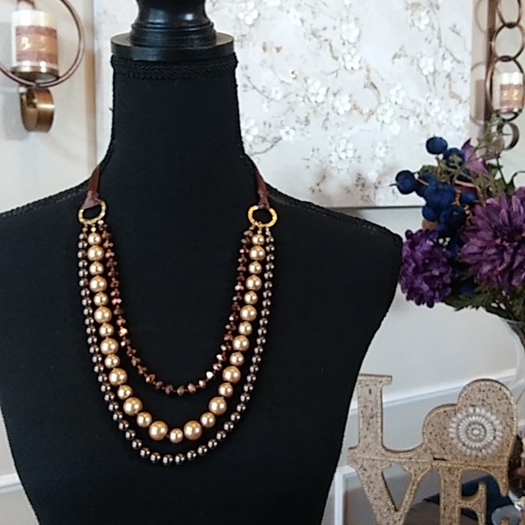 Jewelry - NWOT Stunning Chocolate Multi Strands Beaded Necklace